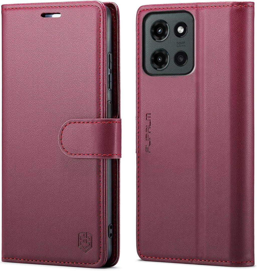FLIPALM Wallet Case for Moto G 5G 2026, RFID Blocking Credit Card Holder, PU Leather Folio Flip Kickstand Protective Shockproof Cover for Motorola Moto G 5G 2026 (Red, Moto G 5G 2026)