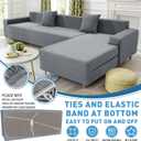 ZNSAYOTX Sectional Couch Covers, Stretch Jacquard Slipcovers with Elastic Bottom for L-Shape Sectional Sofa, 2 Pcs Pet Friendly Modular Sofa Protector (3 Seat Couch + 3 Seat Chaise, Light Grey)
