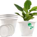 Plastic Flower Pots Planters For Indoor Plants, 4 Pack 14 Inch White Plant Pots With Drainage Hole & Tray, Modern Decorative Large Plant Pot With Saucer For Indoor Outdoor Plants Garden House Planter