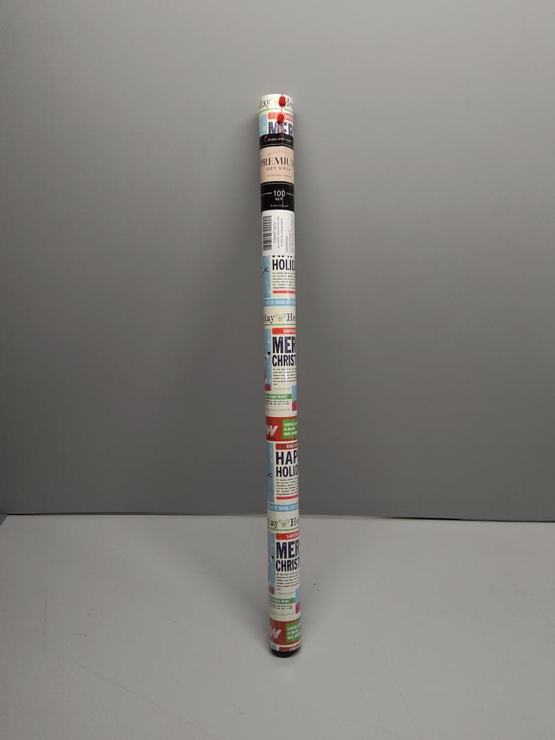 Christmas Wrapping Paper with Tags and Trim Ribbon Assortment - 30" X 10' Per Roll (4 Rolls: 100 sq. ft. ttl.) - Presents Cane Design for Christmas, Party, Xmas, Holiday