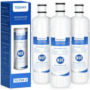 TEEHAY W10413645A Water Filter 2 Replacement, Compatible with Everydrop Filter 2, EDR2RXD1, Whirlpool WHR2RXD1, P9KB2L, P9RFKB2L, Whirlpool WRX986SIHZ, WRF757SDHZ, WRF767SDHZ, WRF736SDAM, 3 Pack