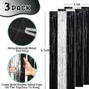 Voircoloria 3 Pack 3.3 x 8.2 ft Black and Silver Foil Fringe Backdrop Curtains, Tinsel Streamers Party Decorations, Fringe Backdrop