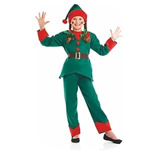 fun shack Elf Costume for Kids, Elf Outfit for Kids, Boys Christmas Costume, Girls Christmas Costumes (Medium, Green)