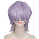 LABEAUT Short Purple Cosplay Wig for Men, Male Anime Style Wig Heat Resistant Synthetic Fiber for Cosplay Synthetic Halloween Costume Party Hair