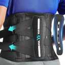 Back Brace for Lower Back Pain Relief, Carbon Fiber Support, Ergonomice Curved, Ultra-thin Air Mesh, Lightweight and Adjustale Design, Size XXL