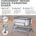 BabyBond Baby Bassinet, 3 in 1 Bassinet Bedside Sleeper with Washable Soft Mattress and Sheet, 6 Height Adjustable Bedside Crib, 4-Sided Mesh Bedside Bassinet for Baby