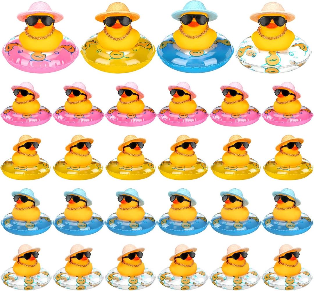 Marsui 24 Pcs Mini Rubber Ducks Bulk Mini Funny Rubber Ducky Bathtub Cute Squeaky Shower Ducks for Swimming Pool Party Favors Birthday Prize Rewards