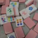 Soulchen 1.2 Inch Acrylic Pink American Mahjong Set 168 Blossom Numbered Tiles, Tiles Bag and Portable Case Classic Complete Mahjong Set for Adult Collection Gift