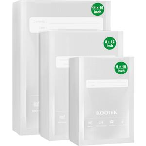 Kootek Vacuum Sealer Bags, 150 Gallon 11" x 16", Quart 8" x 12" and Pint 6" x 10" Vacuum Seal Bags for Food, Commercial Heavy Duty, BPA Free, Precut Food Vac Bag for Storage, Meal Prep or Sous Vide