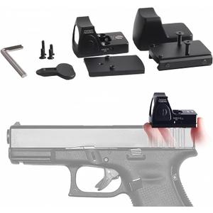 GOTICAL CNC-Machined Fiber Optic Set Front & Rear Handgun Sights for Glock Pistols Standard Models (Mini Red Dot Sight)