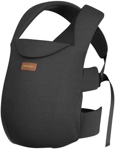 Momcozy Newborn Carrier WeeSnug- Lightweight and Cozy Comfort for 7-25 lbs, Ergonomic Cross-Back Support, Effortless to Put On, Hands-Free Baby Carrier with Lumbar Support, Black
