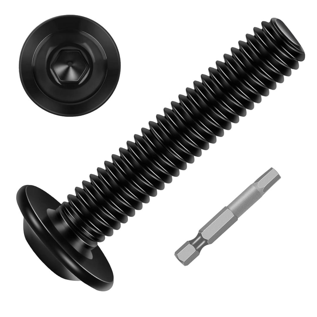 20-Piece M8-1.25 x 40mm Flange Button Head Screws - Black 304 Stainless Steel Socket Head Screws, Allen Hex Drive & Bit Included, Full Thread Machine Bolts