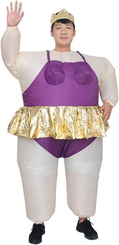 IHGYT Inflatable Costume Ballet Game Cloth Adult Funny Blow up Suit Halloween Men's Costume Purple Cosplay, Plus Size