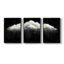 Large Framed Dark Moody Wall Art for Living Room, 3 Piece Academia Goth Canvas Prints Artwork for Walls, Black and White Rainy Cloud Surreal Pictures for Bedroom Wall Decor - Total Size 30x60 Inch