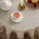 ISAENNE Designer Vintage Linen Floral Small Round Tablecloth,Fall Colorful Modern Table Cloth,Anti-Wrinkle Decor Tablecloths for Dining Thanksgiving Kitchen Christmas,Diameter 55"-Bertina E