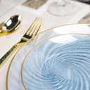 80pcs Clear Blue Disposable Shell Plastic Plates With Gold Rim, 10 inch 40 Dinner Plates and 7 inch 40 Dessert Plates for Party, Wedding, Birthday