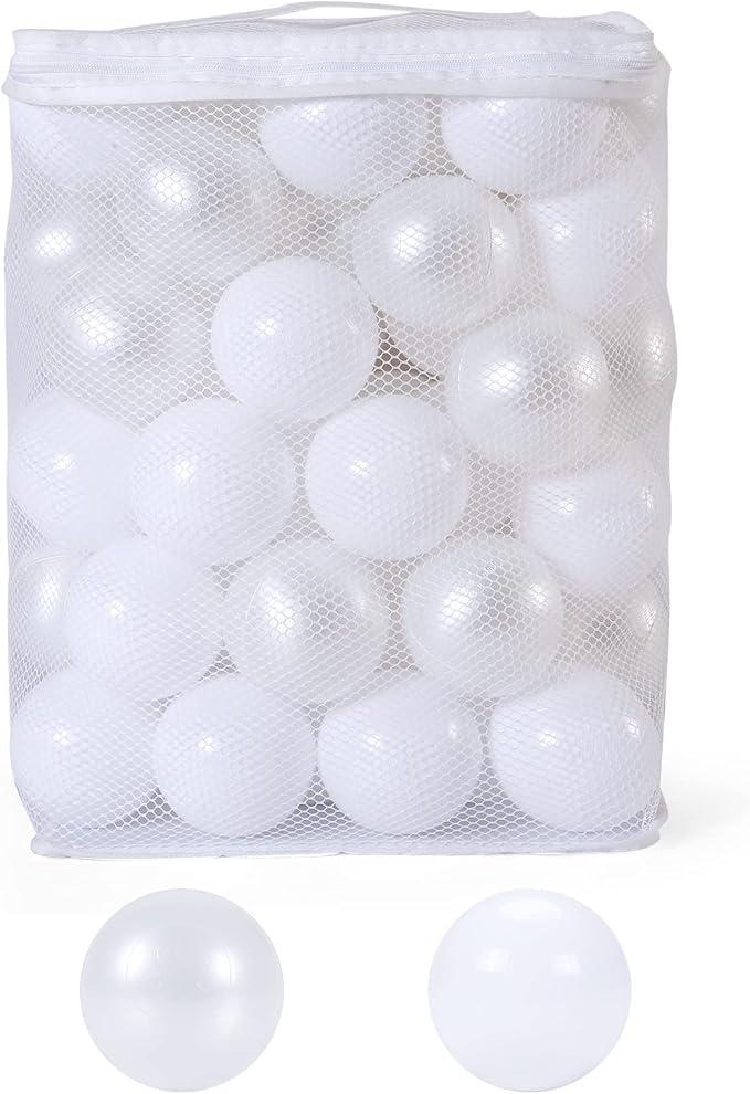 GOGOSO Ball Pit Balls Pack of 50 - White Balls BPA&Phthalate Free Non-Toxic Crush Proof Play Balls Soft Plastic Balls for Toddlers Baby Kids Birthday Pool Tent Party (2.75inches)