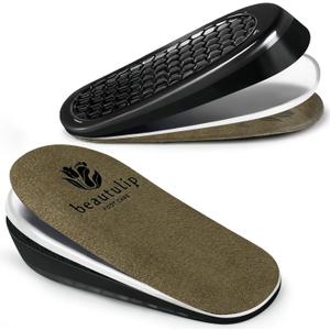 Beautulip 3-Layer Adjustable Heel Lift Inserts - Height Increase Insoles for Women and Men, Heel Cushion Cups for Heel Pain and Leg Length Discrepancies (Large: Women's 9.5-12.5 / Men's 8.5-13.5)