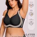 OEAK Womens Wireless Jelly Bra Plus Size Supportive Seamless Bras Full Coverage Push Up Comfortable No Underwire Tshirt Bras (Black, L)