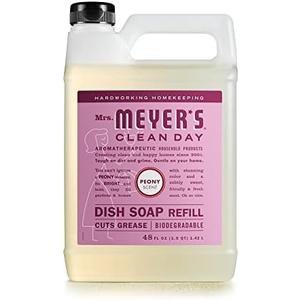 MRS. MEYER'S CLEAN DAY Liquid Dish Soap Refill, Biodegradable Formula, Peony, 48 fl. oz
