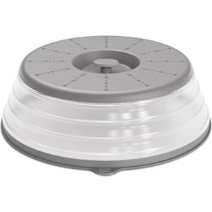 WVM Microwave Splatter Cover Vented for Food with Hook Hole, Splatter Guard & Colander Kitchen Gadget for Food, Meal Prep, Grey