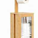 Bamboo Toilet Paper Holder Stand - Storage Stand,Holds 3 Rolls Toilet Paper Storage with Lid,with Free Standing Toilet Paper Holder and Top Shelf for Kitchen, Toilet, Pantry and Bathroom