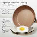 Healthy Nonstick Granite Cookware Set - 3 Pcs, Induction Skillets With Lids, PFOA Free, No Toxic Egg Omelette Frying Pan