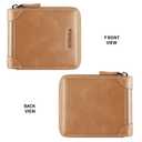 GERUOLA Men's Shielded Wallet Zipper Leather Wallet Men's Bifold RFID Card Case Wallets for Men (Khaki)