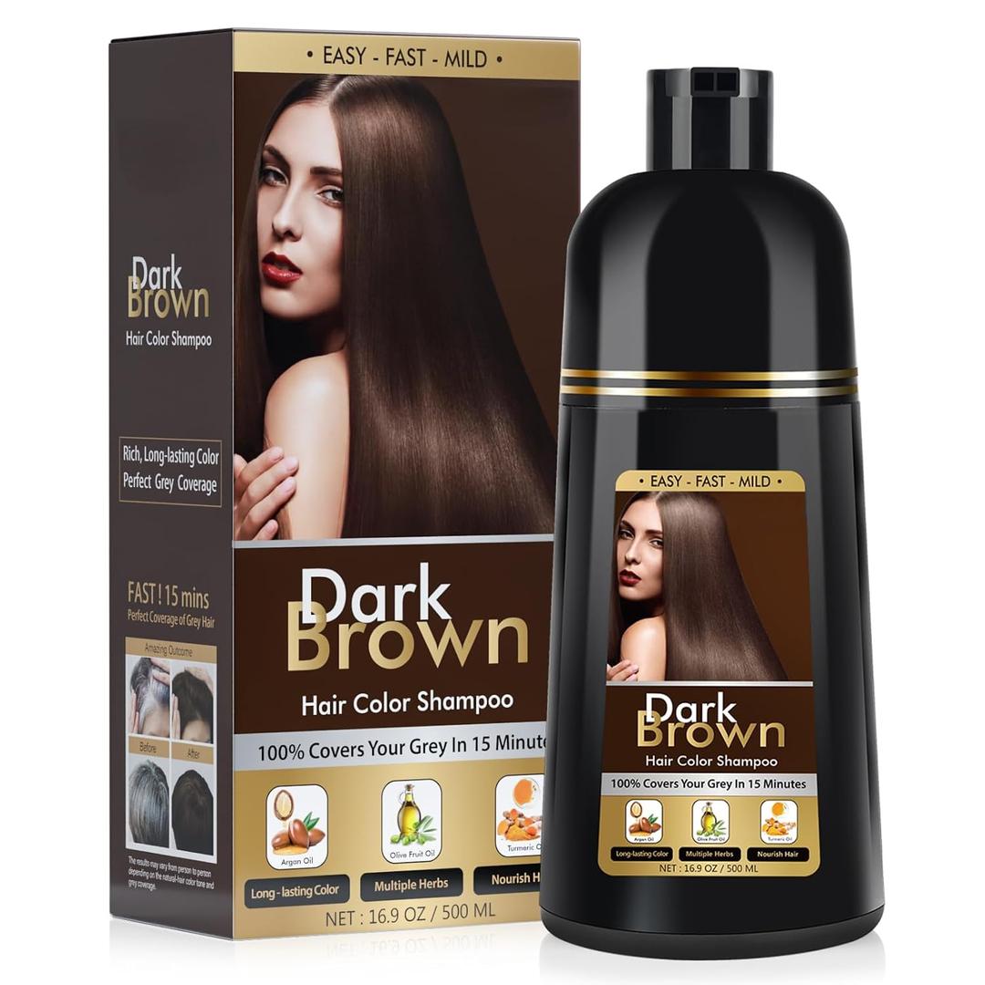 BOJICA Dark Brown Hair Dye Shampoo, Hair Color Shampoo for Women, 3 in 1 Hair Dye for Gray Hair 100% Grey Hair Coverage/Instant/Herbal Ingredients 17.6 OZ