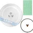 9.6" Glass Microwave Plate Replacement for GE WB49X10229 JE740DRBB Microwave Turntable Tray Oven Rotating Dish Tray with Y shaped design for Better Reheating and Even Heat Distribution