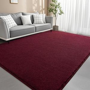 5x7 Feet Red Area Rugs for Bedroom, Indoor Washable Memory Foam Rug for Living Room, Modern Aesthetic Minimalist Non-Slip Carpets for Kids Boys Girls Adults Dorm Home Decor