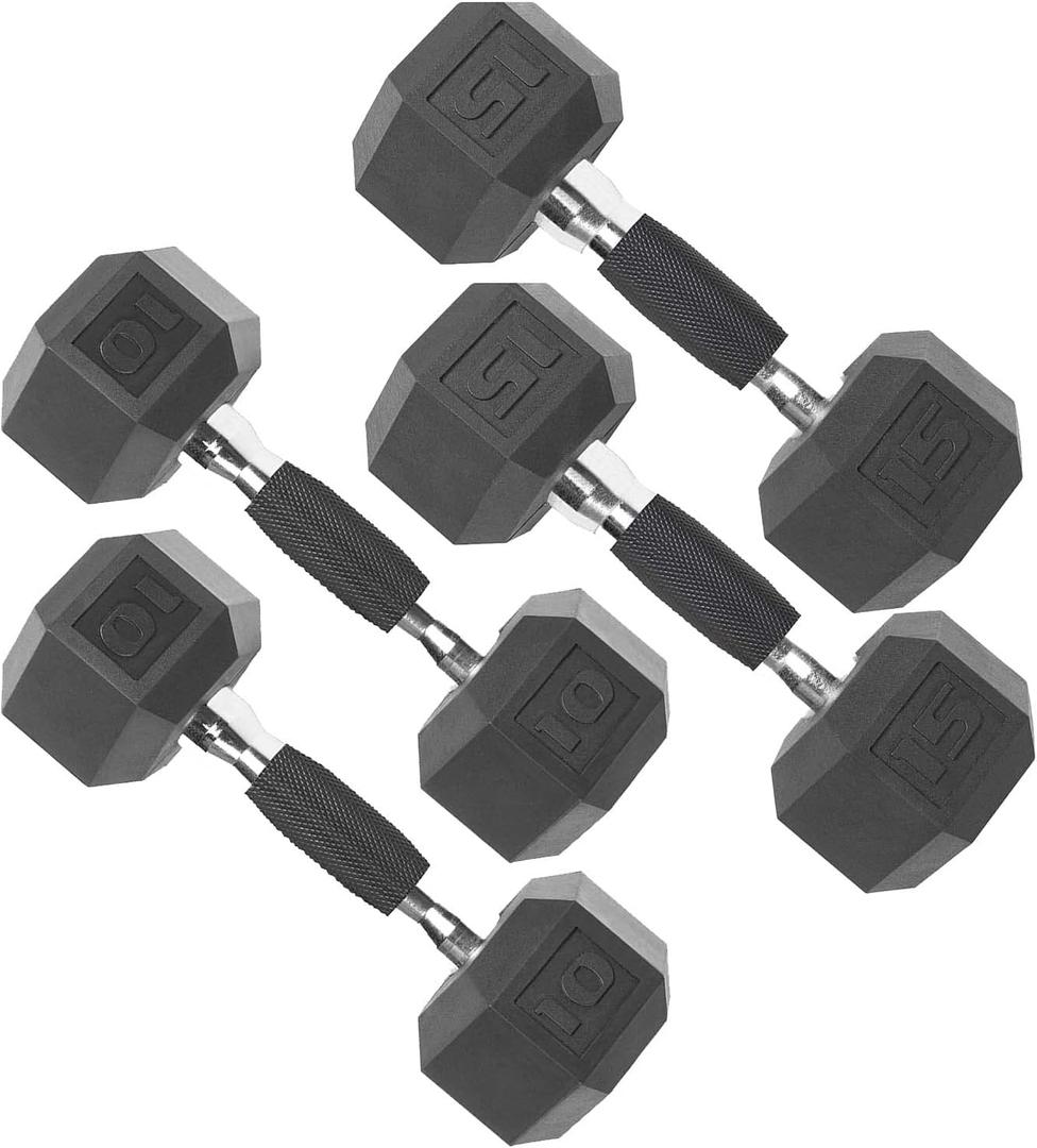 CAP Barbell Coated Dumbbell Weight | Multiple Options Pairs & Sets (50 lb - Set (10 lb x 2 & 15 lb x 2))