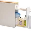 YAMAZAKI Home Pull-Out Bathroom Storage Cabinet – Slim Bathroom Storage Cabinet with Wood Top, Steel Organizer for Toilet Paper and Cleaning Supplies, Modern Space-Saving Design, White - Steel + Wood