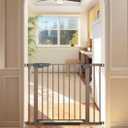 Cumbor 29.7-46" Baby Gate for Stairs, Toddler Safety Essentials for The House, Auto Close Dog Gate for Doorways, Mom's Choice Awards Winner-Easy Install Pressure Mounted Pet Gates for Dogs, White