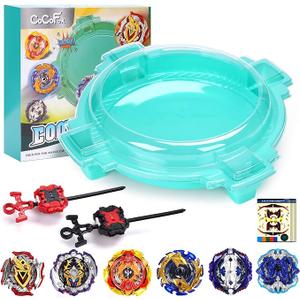 COCOFOX Battling Top Burst Toy Set Game Complete Battle Game Set with Stadium, 6 Battling Tops and 2 Launchers, Toys for 6 Year Old Boys & Girls & Up Green