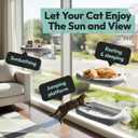 Cordless Cat Window Perch, Foldable Cat Window Hammock, 4 Strong Suction Cups, Solid Metal Frame, Patented Hook Design, Cushion Grey, L