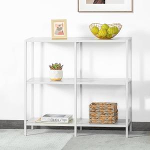 HDANI 31.5 Inch Metal Console Table with 3 Tier Strage Shelves,Narrow Entryway Table,Modern Sofa Tables for Entryway, Living Room,Bedroom,White, 31.59.8429.53in