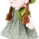 Ikasus Plush Stuffed Princess Doll with Clothes, Hat & Skirt, Cute Soft Cuddle Baby Girl Doll for Kids, Green