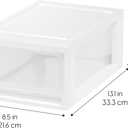 IRIS USA 6 Qt. Small Plastic Stacking Drawer, Stackable Storage Organizer Unit with Sliding Drawer for Bedroom Kitchen Under Sink Pantry Craft Room Dorm Office, White, 4-Pack