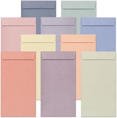 Money Envelopes for Cash, 100-Count Colorful Envelopes for Cash Gifts, Saving Challenges, Coins, Checks, Seeds, Small Items, 3.5 x 6.5 Inches, Whisper Tone Collection, 10 Colors