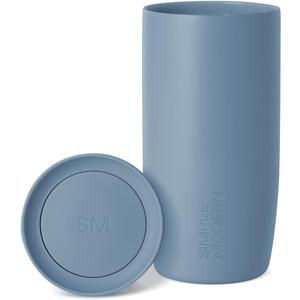 Simple Modern Travel Coffee Mug Tumbler with 360 Lid | Ceramic-Lined Insulated Stainless Steel Cold Brew Iced Coffee Cup | Gifts for Women Men Her Him | Voyager Signature | 16oz | Blue Dune