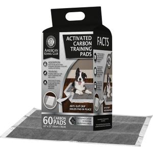 American Kennel Club Charcoal Puppy Training Pads, with Anti-Slip Adhesive Backing, Quick Dry Gel and Activated Carbon Odor Control (Charcoal, 22" x 22" - Pack of 60)