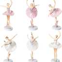 Uoeo 6 Pcs Ballet Girl Cake Topper - Dancing Ballerina Girl Figurine Cake Decorations Pink Cake Toppers for Ballet Girl Baby Shower Birthday Party Wedding Decoration