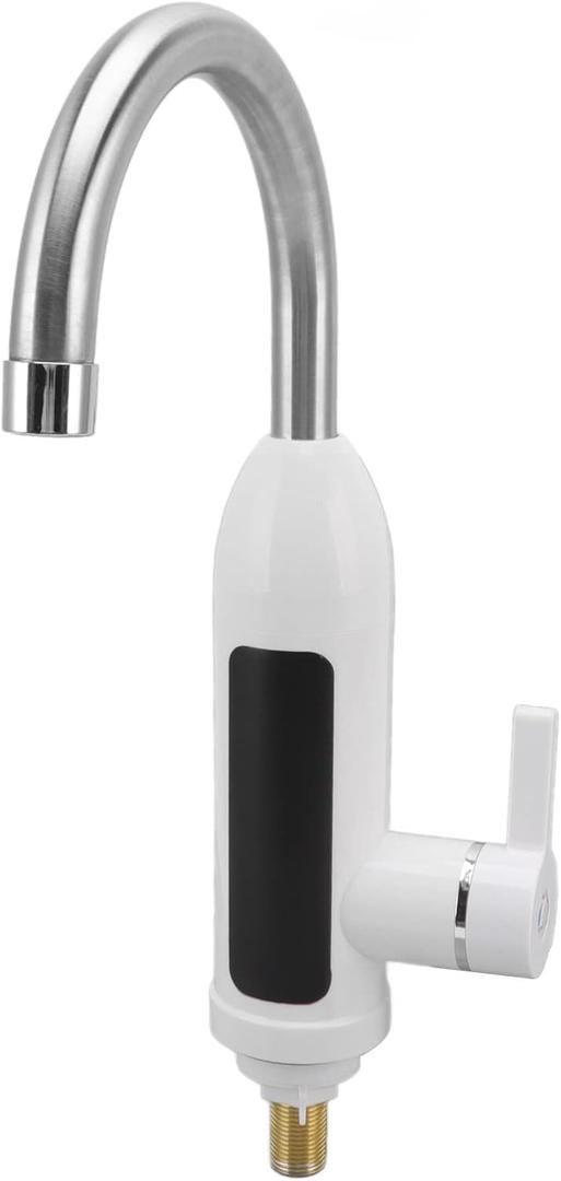 Electric Heater Faucet, 3000W Stainless Steel Hot Water Heater Faucet Tankless 30 to 60 Celsius Temperature Adjustable with LED Digital Display (US Plug 110V)