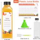OBKJJ Plastic Juice Bottles 150 pcs 24 oz Empty Plastic Water Bottles with Caps Reusable Clear Beverage Containers for Drinking, Juicing, Smoothie, Water with 2 Brushes, 2 Funnels (24-OZ)