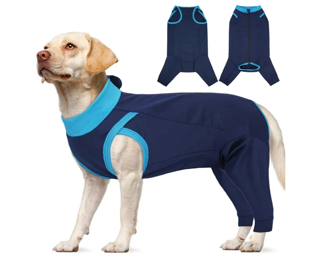 T'CHAQUE Dog Recovery Suit for Dogs After Surgery, Dog Onesie for Surgery Female Male, Anti Licking Rear Leg Sleeve,Bodysuit for Abdominal Wounds Skin Disease,Substitute E-Collar & Cone,Navy Blue, XL