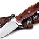 Fivtan Horizontal Carry Knife, Bushcraft Knife, Scout Carry Knife with Sheath, Hunting Knife with Wooden Handle, Fixed Blade Tracker Knife