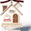 2025 New Home Ornament – Wooden Housewarming Gift for Couples, Friends & New Homeowners – “New Home New Beginning” Wooden Home Decor