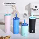 Candy Tumbler, 25 oz Kids Insulated Stainless Steel Water Bottle with Spill Resistant Silicone-Metal Straw and 2-in-1 Lid, BPA-Free, Cup Holder Friendly, Dishwasher Safe, Avocado Green