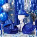 Coume 12 Pcs Cowboy Hat Sparkly Glitter Neon Cowgirl Hat for Women Holographic Space Cap for Bachelor Western Cowboy Party (Blue)